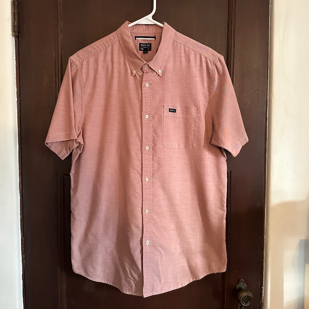 RVCA Men's Button Down Short-sleeve Shirt  Large